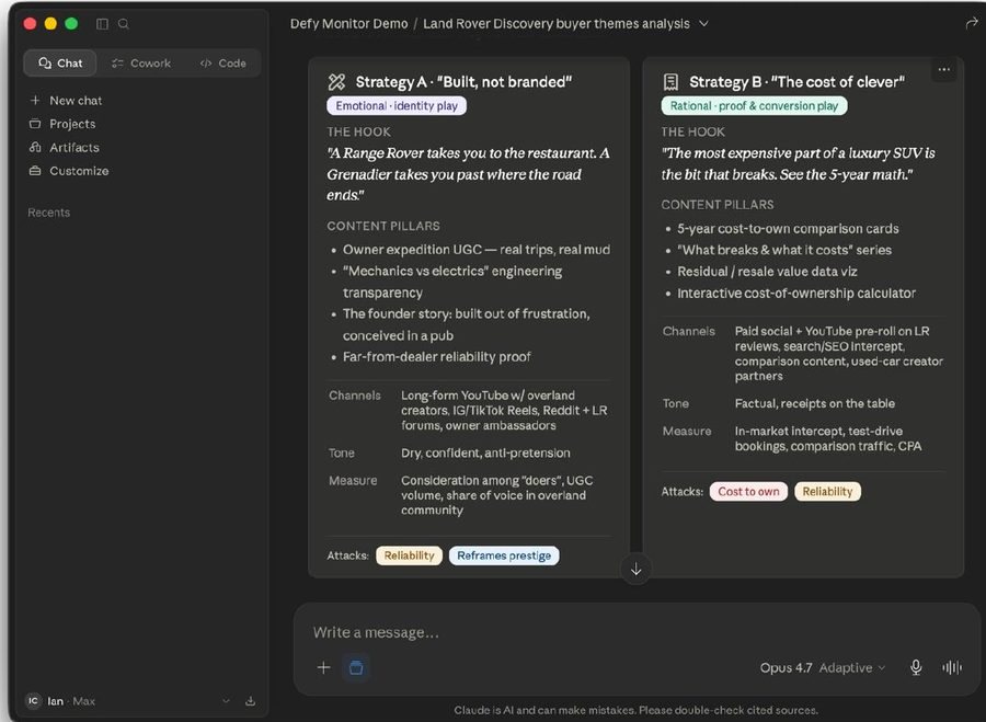 Defy MCP inside Claude: interrogating category data in a chat